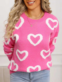 Valentine's Day Heart Pattern Round Neck Sweater 100100472947296 49 Affordable Fashion Under $100 Jerry's Apparel 