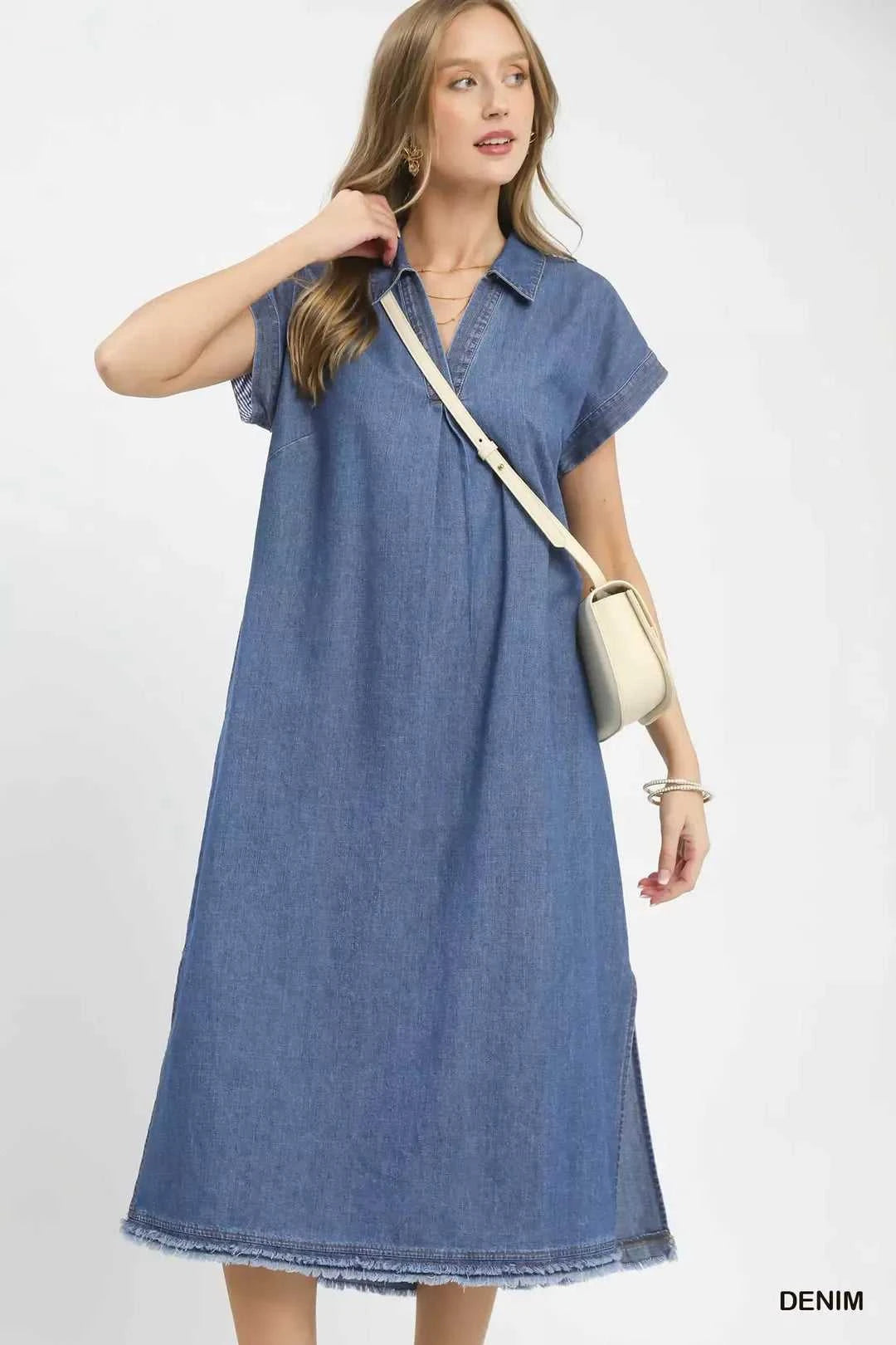 Umgee Stone Washed Collared Denim Midi Dress 100100645541418 57 Affordable Fashion Under $100 Jerry's Apparel 
