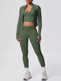 Tank & Zip-Up Jacket and Leggings Three-Piece Active Set 101006896695096 129 Comfortable Weekend Sets Jerry's Apparel 