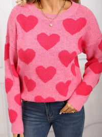 Valentine's Day Heart Pattern Round Neck Sweater 100100539364002 49 Affordable Fashion Under $100 Jerry's Apparel 