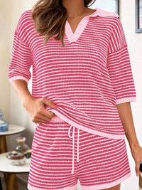 Striped Knit Polo Shirt & Shorts Set 100100978599533 65 Affordable Fashion Under $100 Jerry's Apparel 