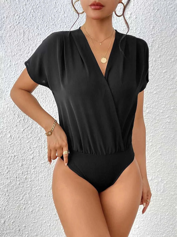 Perfee Surplice Short Sleeve Ruched Bodysuit 100100315761284 27 Affordable Fashion Under $100 Jerry's Apparel 