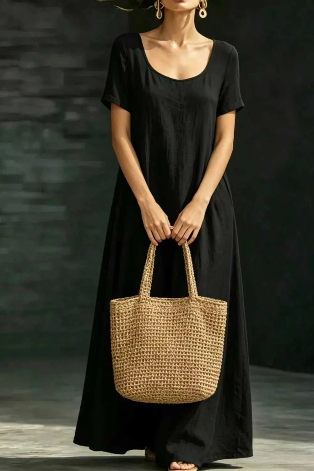 Full Size Casual Loose Short Sleeve Maxi Dress Plus Size 100100328741968 27 Gifts for Her Jerry's Apparel 