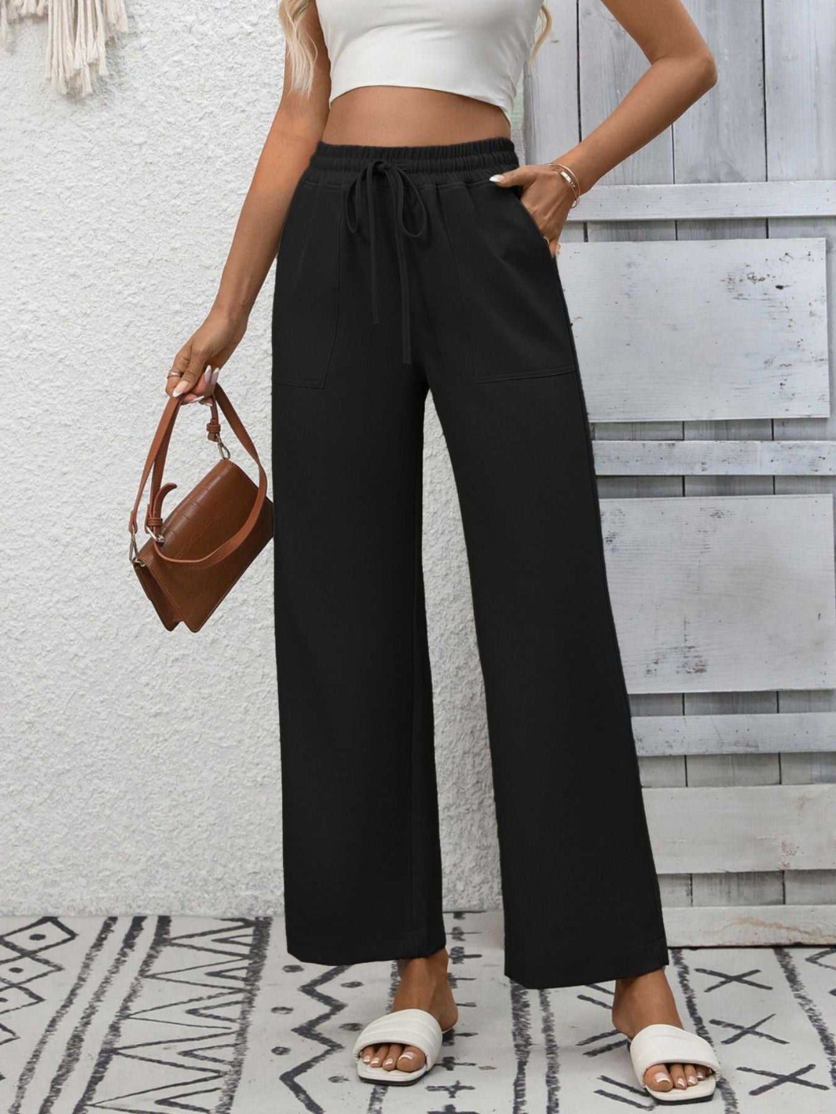 Casual Drawstring Wide Leg Pants 100100328755700 39 Affordable Fashion Under $100 Jerry's Apparel 