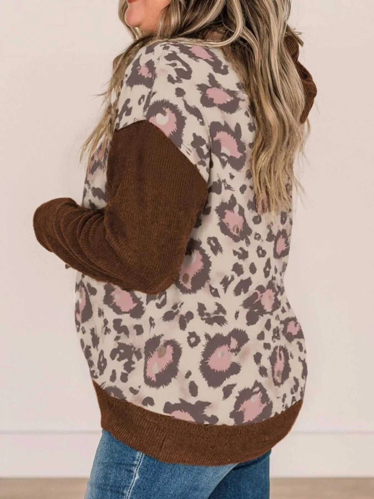 Plus Size Leopard Long Sleeve Drawstring Hoodie 100100648250327 39 Affordable Fashion Under $100 Jerry's Apparel 