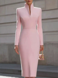 Full Size Stand-Collar Long-Sleeve Midi Dress Plus Size 101001432460062 48 Affordable Fashion Under $100 Jerry's Apparel 