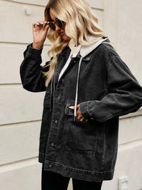 Oversized Button Up Denim Jacket with Hood 100100876233269 72 Affordable Fashion Under $100 Jerry's Apparel 