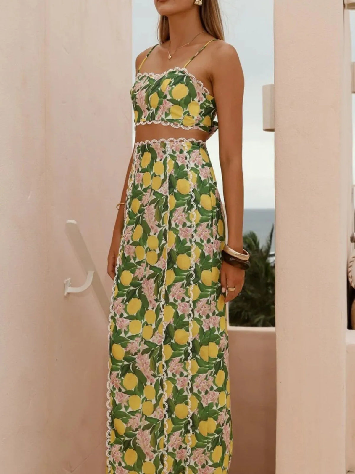 Printed Cami and Maxi Skirt Set