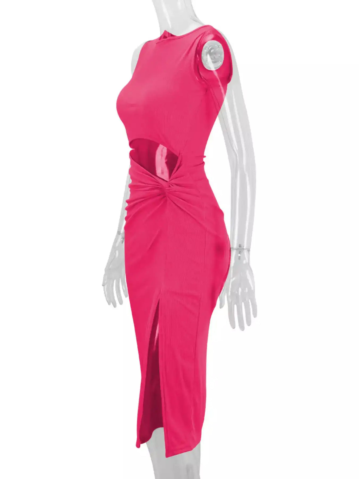 Sleeveless Cut-Out Ruched High-Slit Bodycon Dress 101001792800742 33 Gifts for Her Jerry's Apparel 