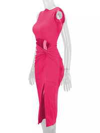 Sleeveless Cut-Out Ruched High-Slit Bodycon Dress 101001792800742 33 Gifts for Her Jerry's Apparel 