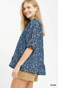 Umgee Paisley Print Chambray Top 100100609611234 57 Affordable Fashion Under $100 Jerry's Apparel 