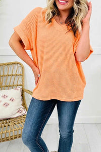 Textured Waffle Knit V-Neck T-Shirt 100100332511740 29 Affordable Fashion Under $100 Jerry's Apparel 