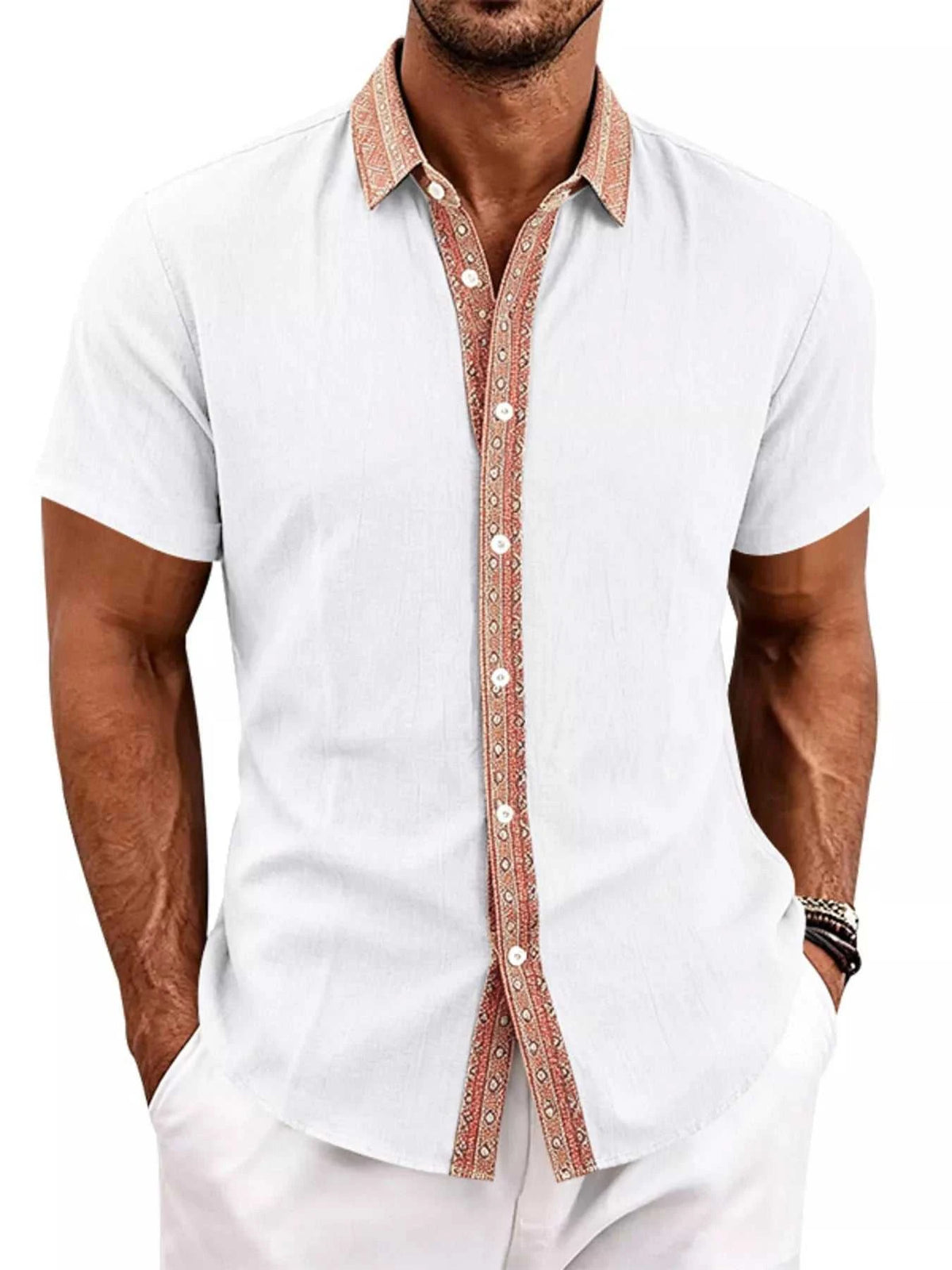 Men's Full Size Casual Short Sleeve Linen Shirt Plus Size 104001576183834 29 Affordable Fashion Under $100 Jerry's Apparel 