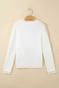 Lace Trim Neck Cuff Patchwork Long Sleeve Pullover Sweater 101002193581218 55 Affordable Fashion Under $100 Jerry's Apparel 