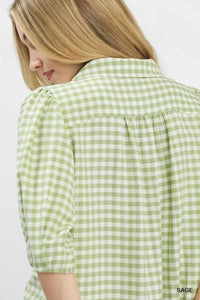 Umgee Gingham Puff Sleeve Collared Blouse 100100078681438 45 Affordable Fashion Under $100 Jerry's Apparel 
