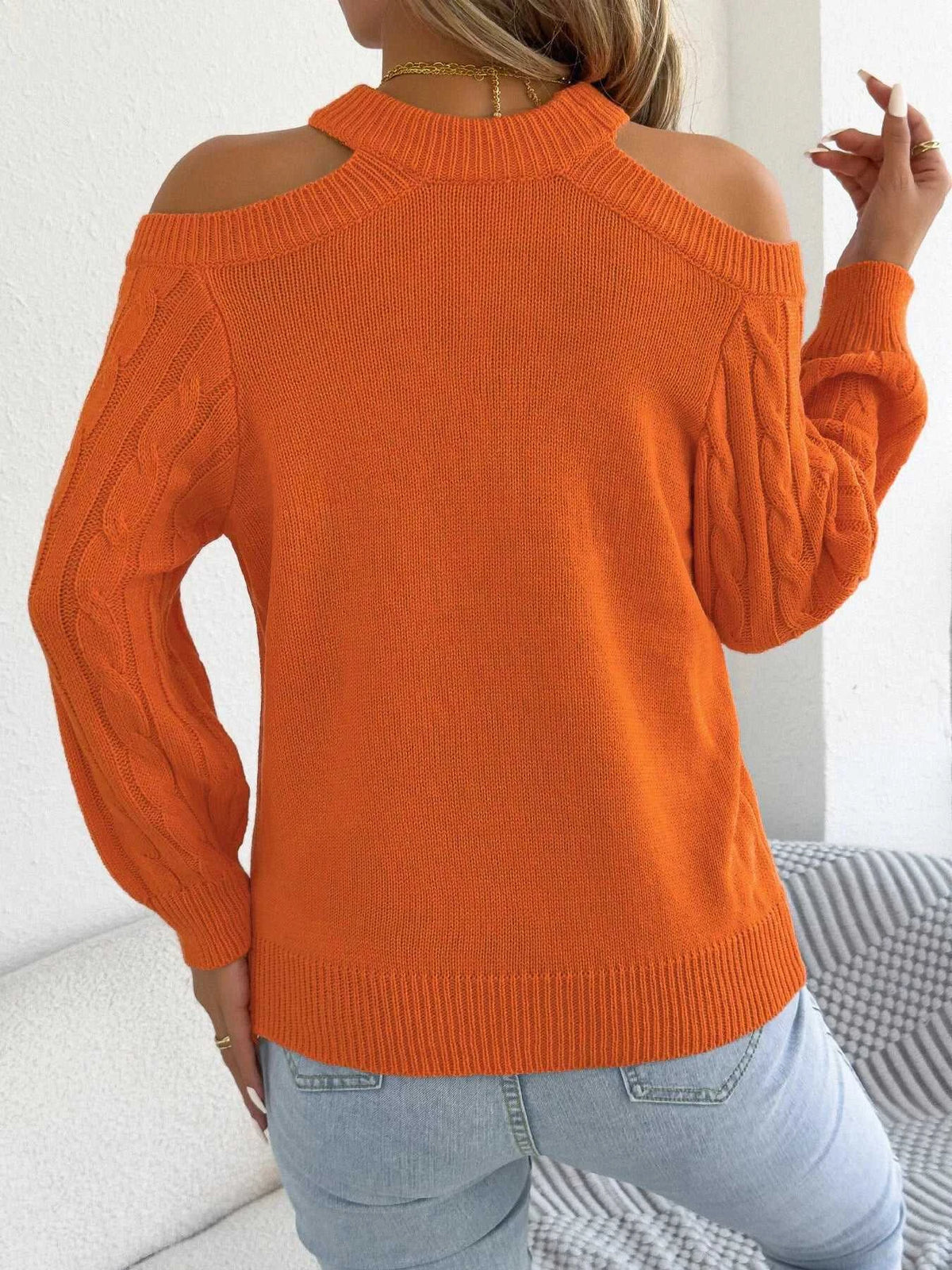 Cold Shoulder Cable Knit Sweater 101002208238460 36 Affordable Fashion Under $100 Jerry's Apparel 