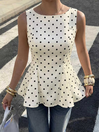 Polka Dot Sleeveless Peplum Blouse 100100915995653 30 Affordable Fashion Under $100 Jerry's Apparel 