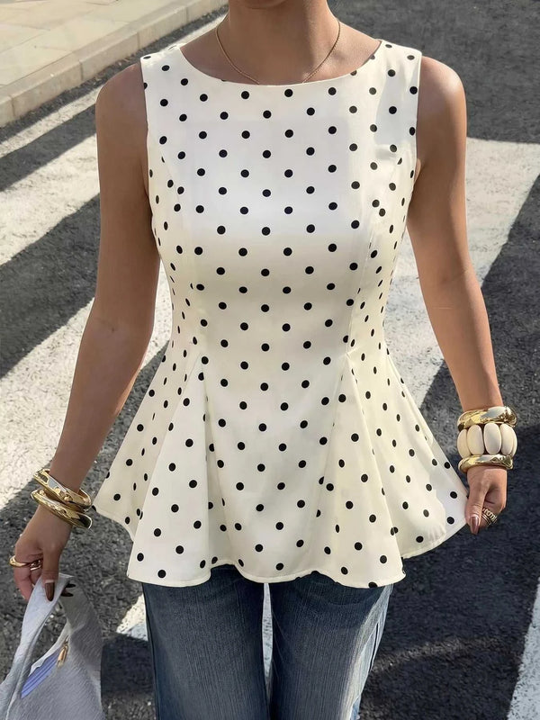Polka Dot Sleeveless Peplum Blouse 100100915995653 30 Affordable Fashion Under $100 Jerry's Apparel 