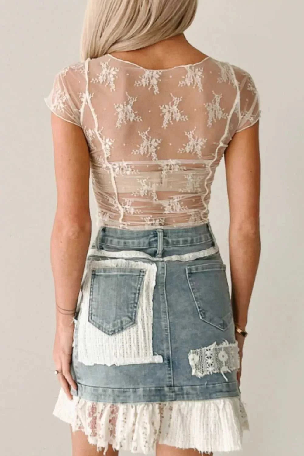 Exposed Seam Ruched Sheer Floral Mesh Top 100100318709257 19 Affordable Fashion Under $100 Jerry's Apparel 