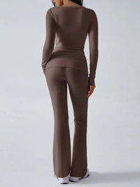 Devine Ruched Long Sleeve Top and Pants Set 100100100351065 35 Affordable Fashion Under $100 Jerry's Apparel 