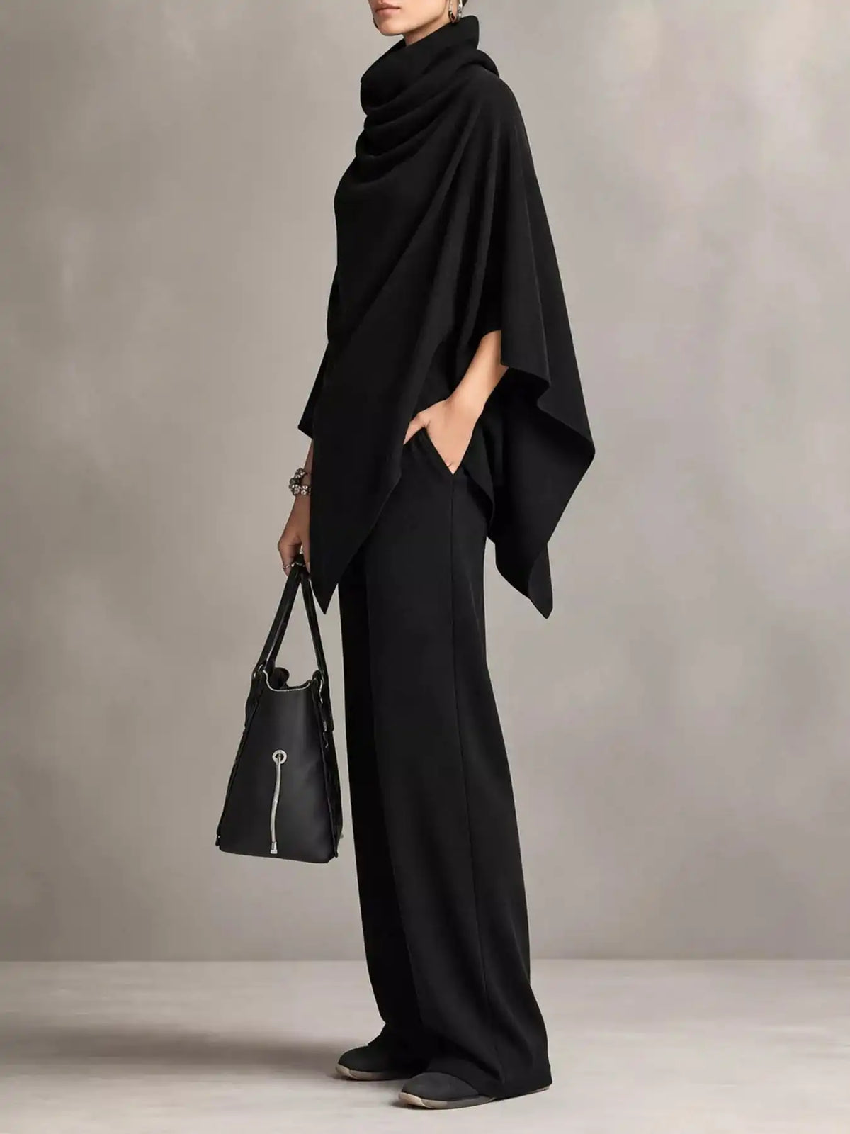 Full Size Turtleneck Poncho and Wide-Leg Pants Set Plus Size 101002605950123 65 Gifts for Her Jerry's Apparel 