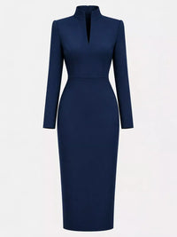Full Size Stand-Collar Long-Sleeve Midi Dress Plus Size 101001432460062 48 Affordable Fashion Under $100 Jerry's Apparel 