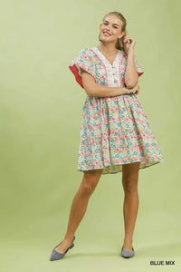 Umgee Mix Floral Tiered Mini Dress with Side Pockets 100100771931862 62 Affordable Fashion Under $100 Jerry's Apparel 
