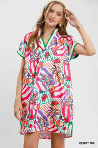 Umgee Tropical Print Collared Shift Dress 100100986501348 57 Affordable Fashion Under $100 Jerry's Apparel 