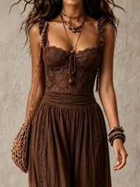 Boho Lace Corset Bodice Jumpsuit with Harem Pants 101001053483751 81 Affordable Fashion Under $100 Jerry's Apparel 