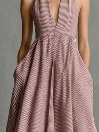 Full Size Striped Halter Neck Maxi Dress with Pockets Plus Size 101001255484037 45 Affordable Fashion Under $100 Jerry's Apparel 