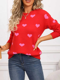 Valentine's Day Heart Pattern Dropped Shoulder Sweater 100100193932322 48 Affordable Fashion Under $100 Jerry's Apparel 