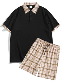 Men's Full Size Classic Plaid Collar Polo and Shorts Set Plus Size 100400703398952 57 Affordable Fashion Under $100 Jerry's Apparel 
