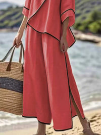 Full Size Contrast Trim Top and Wide Leg Pants Set Plus Size 101001301855619 43 Affordable Fashion Under $100 Jerry's Apparel 