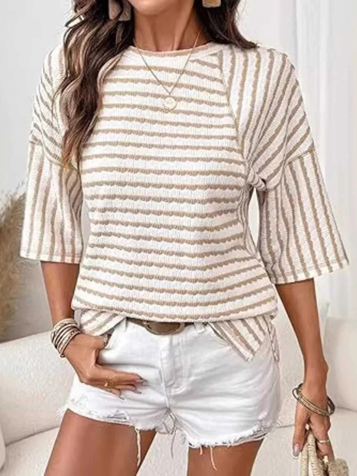 Striped Knit Round Neck T-Shirt 100100012529887 31 Affordable Fashion Under $100 Jerry's Apparel 