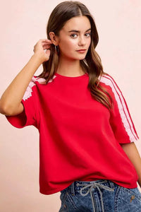 BiBi French Terry Side Lace Detail Short Sleeves Top 100100237661933 42 Affordable Fashion Under $100 Jerry's Apparel 