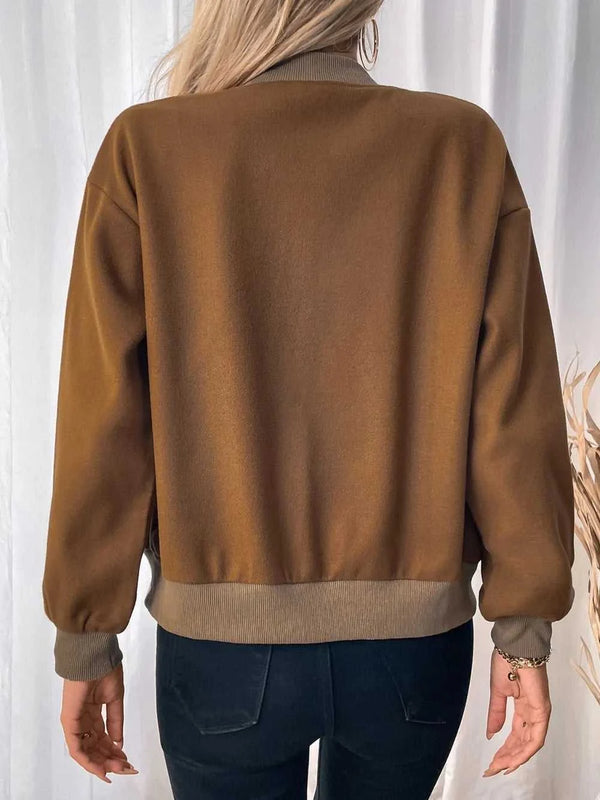Perfee Baseball Collar Snap Down Long Sleeve Jacket 100100684961050 44 Affordable Fashion Under $100 Jerry's Apparel 