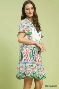 Umgee Paisley Flutter Sleeve Mini Dress 100100217051055 57 Affordable Fashion Under $100 Jerry's Apparel 