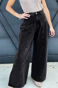 High Rise Wide Leg Jeans with Pockets