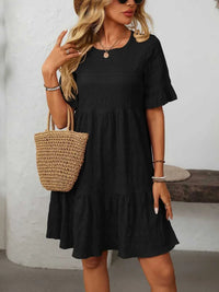 Mandy Ruffled Ruched Round Neck Half Sleeve Dress 100100796041903 25 Affordable Fashion Under $100 Jerry's Apparel 