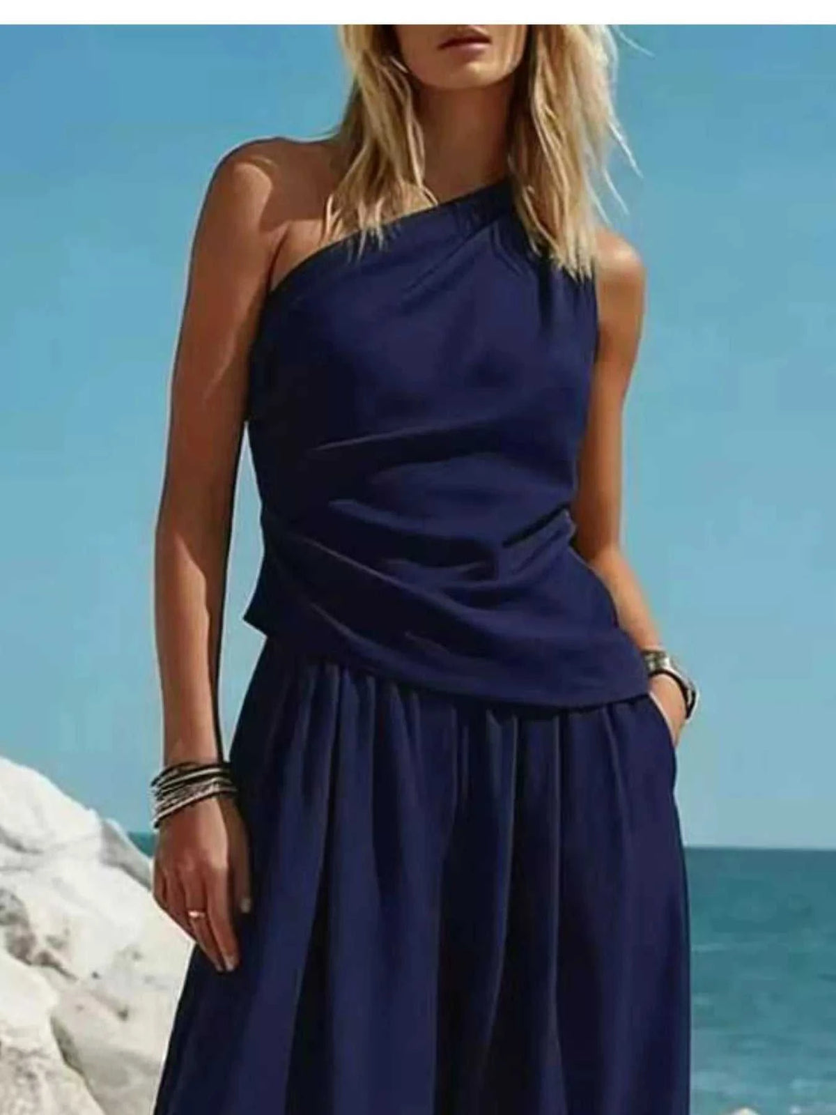 Full Size One-Shoulder Top and Wide Leg Pants Set Plus Size 100100433821316 36 Affordable Fashion Under $100 Jerry's Apparel 