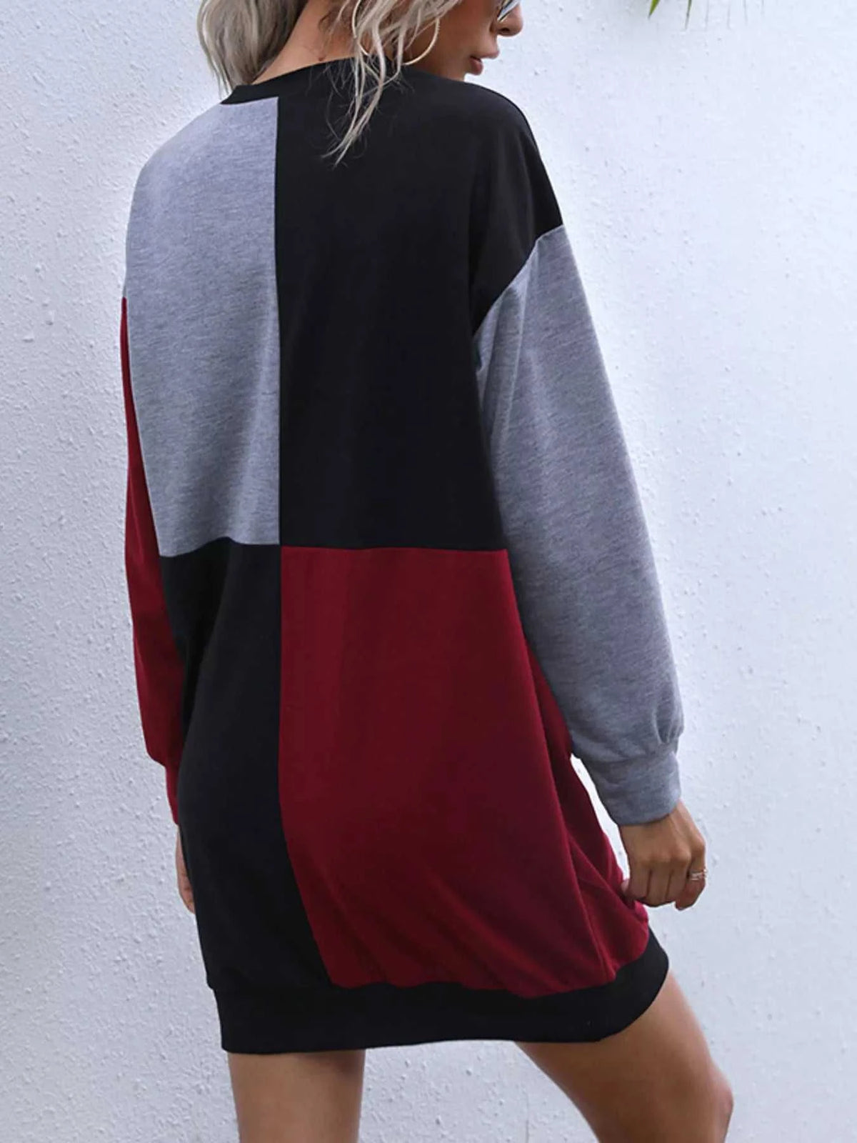 Color Block Casual Long Sleeve Mini Dress 100100333522712 29 Gifts for Her Jerry's Apparel 