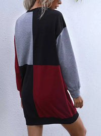 Color Block Casual Long Sleeve Mini Dress 100100333522712 29 Gifts for Her Jerry's Apparel 