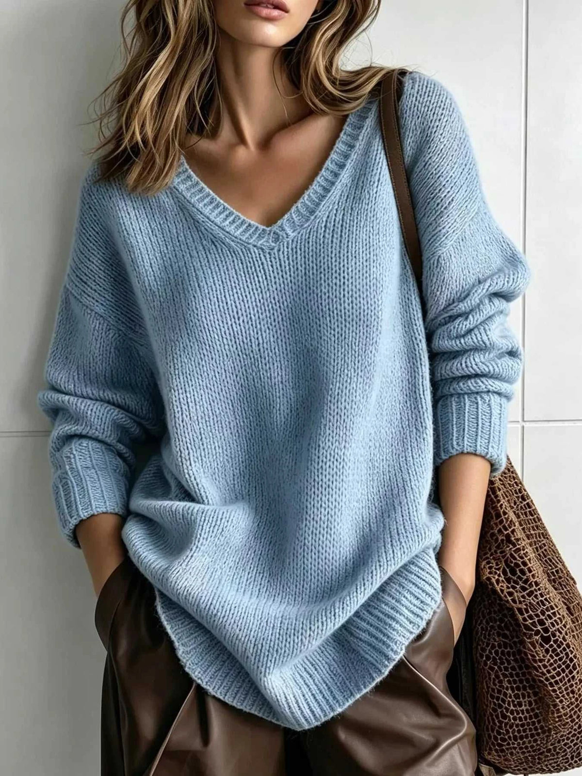 V-Neck Dropped Shoulder Sweater 101002004477831 44 Affordable Fashion Under $100 Jerry's Apparel 