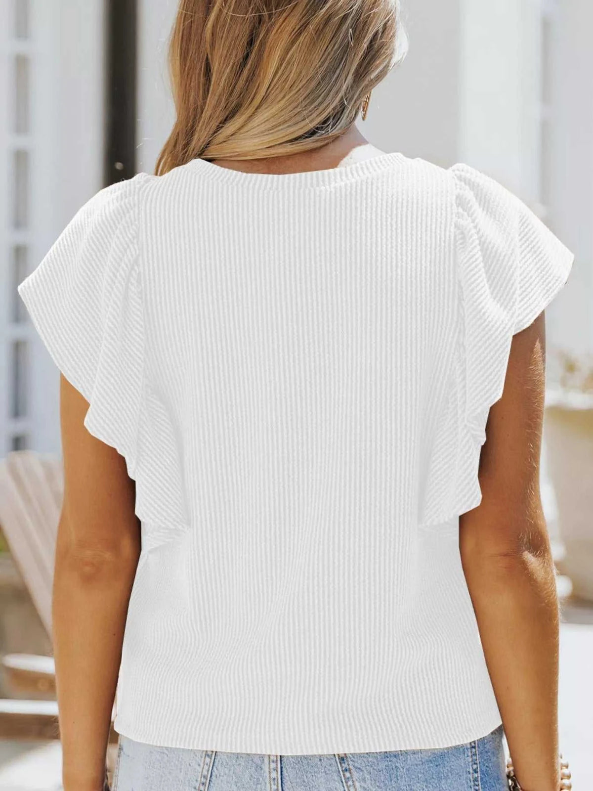 Full Size Ruffled Sleeve Ribbed Knit T-Shirt Plus Size 100100389504988 26 Affordable Fashion Under $100 Jerry's Apparel 
