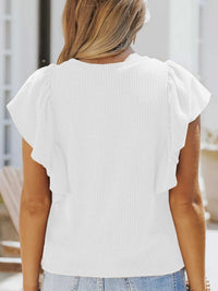 Full Size Ruffled Sleeve Ribbed Knit T-Shirt Plus Size 100100389504988 26 Affordable Fashion Under $100 Jerry's Apparel 