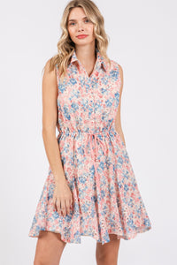 Full Size Floral Eyelet Sleeveless Mini Dress