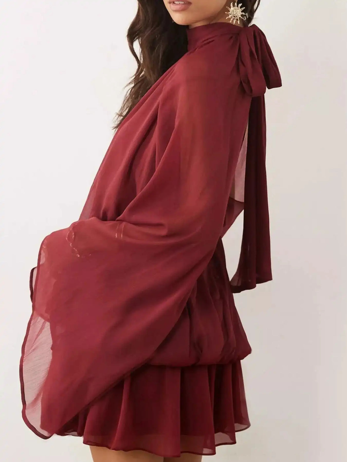 Tie Back Flare Sleeve Mini Dress 101001243212797 45 Affordable Fashion Under $100 Jerry's Apparel 