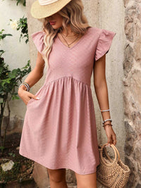 Ruffle Sleeve V-Neck A-Line Dress 100100170481531 30 Affordable Fashion Under $100 Jerry's Apparel 