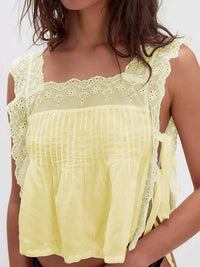 Lace-Trimmed Eyelet Square Neck Top 100100853981387 43 Affordable Fashion Under $100 Jerry's Apparel 