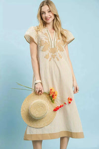 Umgee Stripe Midi Dress with Lace Trim 100100182651560 62 Affordable Fashion Under $100 Jerry's Apparel 
